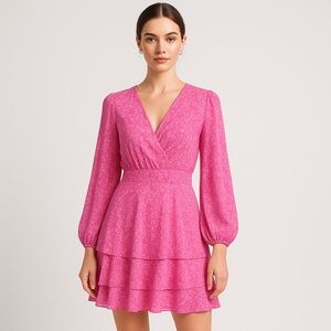 Elegant Pink Wrap Dress